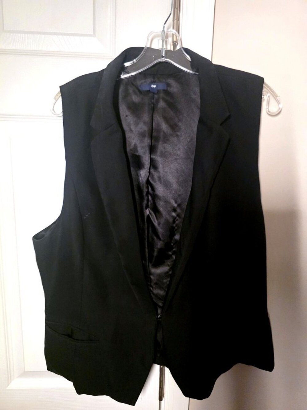 GAP Black Women's Sleeveless Blazer Vest, Notch Lapel, Lined — XL